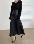 Camille Leather Pleated Skirt