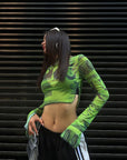 Dionne Green Sheer Top