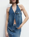 Vrielle Denim Halter Top