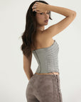 Arya Lace Up Grey Top
