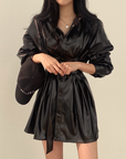 Beatrixe Leather Mini Dress