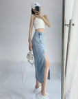 Elyse Denim Slit Skirt