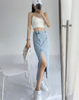 Elyse Denim Slit Skirt