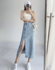 Elyse Denim Slit Skirt