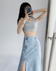 Elyse Denim Slit Skirt