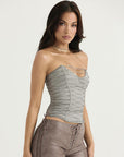 Arya Lace Up Grey Top