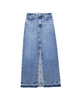 Ancella Front Slit Denim Skirt