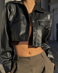Kaldiva Crop Leather Jacket