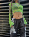 Dionne Green Sheer Top