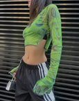 Dionne Green Sheer Top