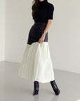 Camille Leather Pleated Skirt