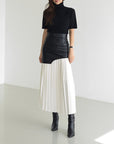 Camille Leather Pleated Skirt