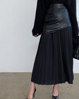 Camille Leather Pleated Skirt