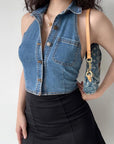 Corey Halter Neck Denim Top