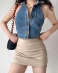 Corey Halter Neck Denim Top