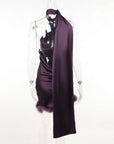 Delvine Fur Halter Dress