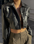 Kaldiva Crop Leather Jacket