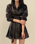 Beatrixe Leather Mini Dress