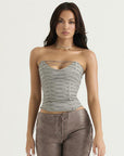 Arya Lace Up Grey Top