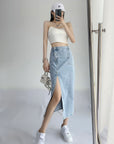 Elyse Denim Slit Skirt