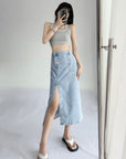 Elyse Denim Slit Skirt